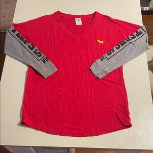 PINK VS Red & Gray UMD Terp Long Sleeve Top- Size XS